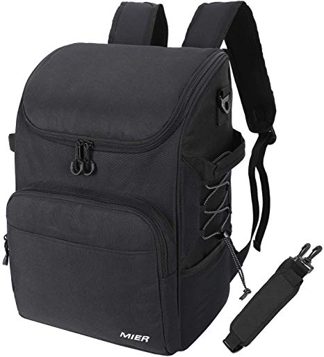 MIER Leakproof Cooler Backpack Insulated Lunch Bag for Men Women to Picnic, Beach, Grocery, Kayak, Hiking, Travel, 30Can, Black