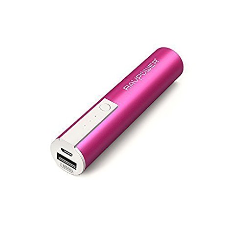 Portable Charger RAVPower 3350mAh Luster Mini Portable Charger External Battery Pack Power Bank With iSmart Technology For iPhone, Android, Galaxy, Windows Smartphones and More - Pink