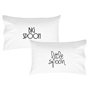 Oh, Susannah Big Spoon Little Spoon V1 Couples Pillowcases Wedding Present or Engagement Gifts for Couples Boyfriend Pillow Cases His and Her Pillow Cases (Two 20x30" Pillowcases)