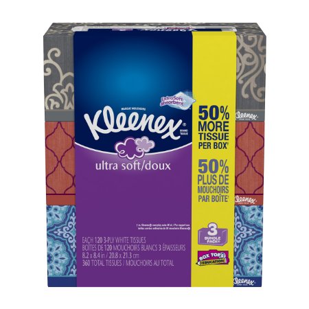 Kleenex Ultra Soft and Strong Facial Tissues 3 Pack 120 Count Each