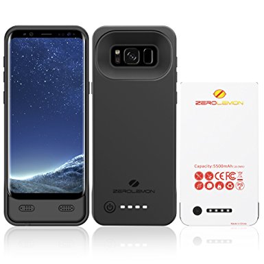 Galaxy S8 Battery Case, ZeroLemon 5500mAh Extended Battery Case Rechargeable Charging Case with Soft TPU Full Edge Protection Case for Samsung Galaxy S8(NOT for Galaxy S8 Plus)– Black