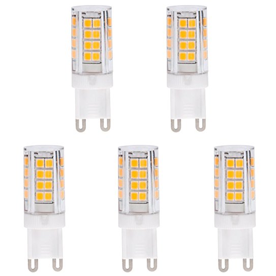 HERO-LED G9-51S-WW T4 G9 LED 120V Halogen Replacement Bulb, 3.5W, 40W Equivalent, Dustproof Protection IP55, Warm White 3000K, 5-Pack(Not Dimmable)
