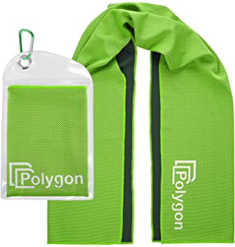 Polygon Cooling Towel, Microfiber Ice Sports Towel, Instant Chilling Neck Wrap for Sports, Workout, Running, Hiking, Fitness, Gym, Yoga, Pilates, Travel, Camping, 40" x 12"
