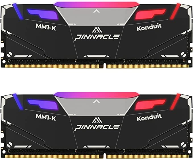 Timetec Pinnacle Konduit RGB 32GB KIT(2x16GB) DDR4 3200MHz PC4-25600 CL16-18-18-38 XMP2.0 Overclocking 1.35V Dual Rank Compatible for AMD and Intel Desktop Gaming PC Memory Module - Black