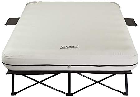 Coleman Camping Cot, Air Mattress, and Pump Combo | Folding Camp Cot and Air Bed with Side Tables and Battery Operated Pump