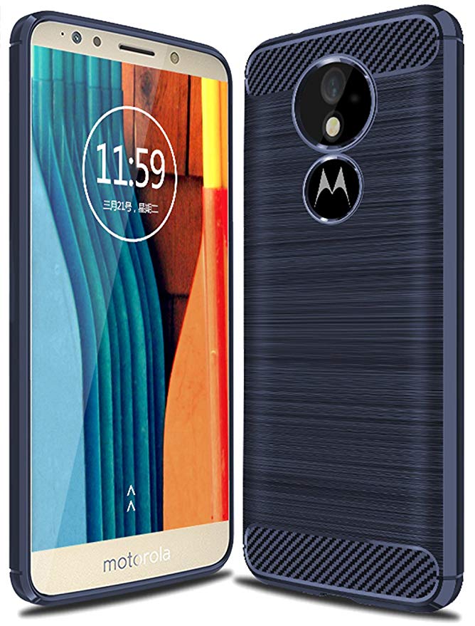 Moto E5 Plus Case,Moto E5 Supra Case, Suensan TPU Shock Absorption Technology Raised Bezels Protective Case Cover for Motorola Moto E5 Plus smartp hone (TPU Blue)