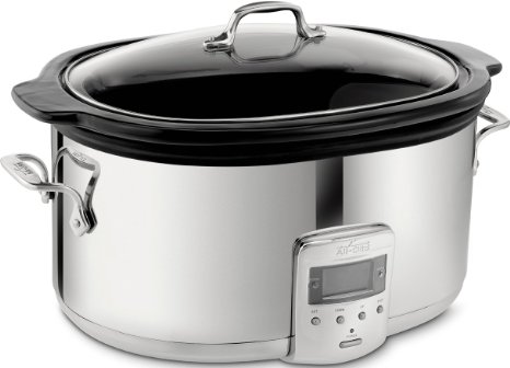 All-Clad 99009 Polished Stainless Steel Slow Cooker with Black Ceramic Insert 65-Quart Silver