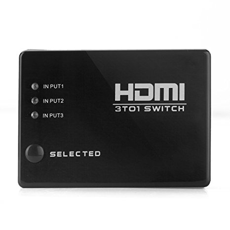 Hongye NEW HDMI Switcher DK303 3 Input 1 Output 1080P Supports 3D with IR, Remote Control HDMI Switch,DVD Blu-ray HDTV Full HD HDTV (Black)