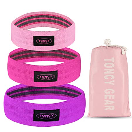 Toncy Gear Hip Resistance Circle Booty Bands - That Fires Up a Flawless Butt Hump | Soft & Thick Cloth Fabric Glute Band Loop for Warm Ups, Side Walk, Squat | Non Roll Design With Bonus Carry Bag