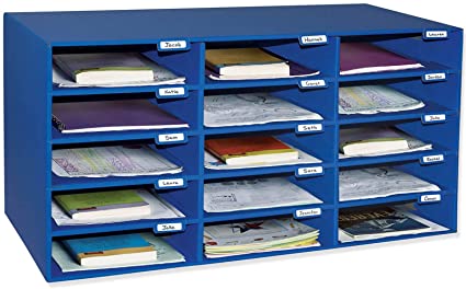 Classroom Keepers Mailbox, 15-Slot, Blue, 16-3/8"H x 31-1/2"W x 12-7/8"D - 1