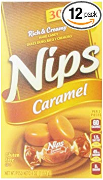 Nips Caramel Candy, 4-Ounce Boxes (Pack of 12)
