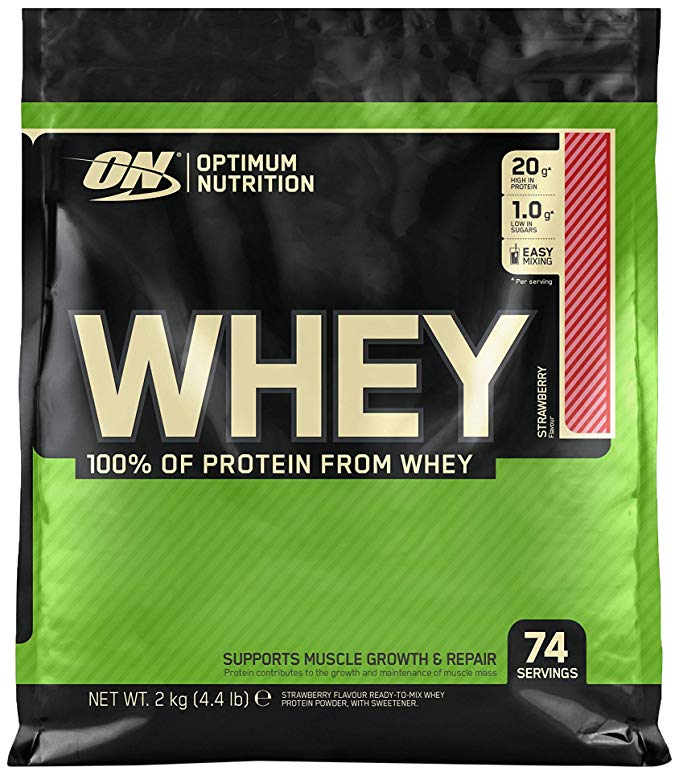 Optimum Nutrition ON Whey Whey Protein Powder Low Sugar Whey Protein Shake by ON - Strawberry, 74 Servings, 2kg