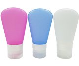 Clearance Sale - Attmu Silicone Travel Bottles Silicone Containers Set Travel Toiletry Bottle for Cosmetics Lotion Set of 3 3 Colors