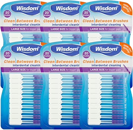 Wisdom Clean Between Interdental Large Purple Brushes - Pack of 6, Total 120 by Wisdom