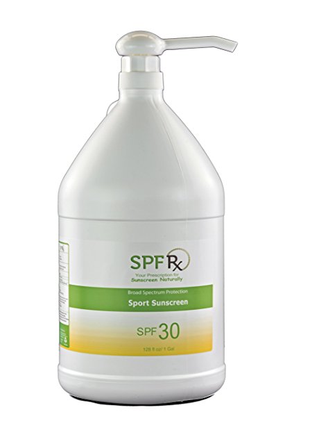 SPF Rx SPF 30 Sport Lotion- Water Resistant Sunscreen Broad Spectrum UVA & UVB Protection Non Greasy Residue Sunscreen Bulk, 1 Gallon