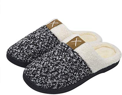 iParaAiluRy Comfy Memory Foam Slippers for Women Men Anti-Slip House Slippers with Plush Fleece Lining