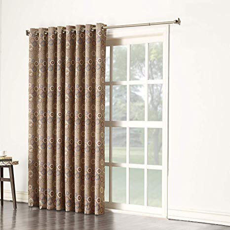 Sun Zero Celestia Extra-Wide Sliding Patio Door Curtain Panel, 100" x 84", Taupe