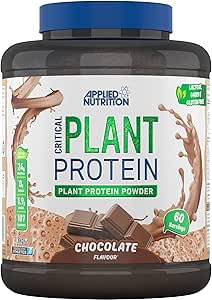 Applied Nutrition Plant Protein Powder – Critical Plant Vegan Protein Shake with Soya, Pea, Brown Rice Proteins & Essential Amino Acids - Dairy-Free Gym Supplement (1.8kg - 60 Servings) (Chocolate)