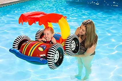 Poolmaster 81549 Learn-to-Swim Swimming Pool Float Baby Rider with Sun Protection, Buggy