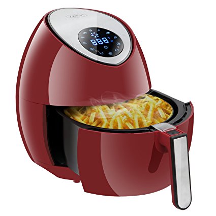 ZENY 1500W 3.7QT Electric Air Fryer Touch Screen Control Programmable 7 Cooking Presets Manual For Healthy Oil Free Cooking w/ Recipe Book and Dishwasher Safe Parts (Red)