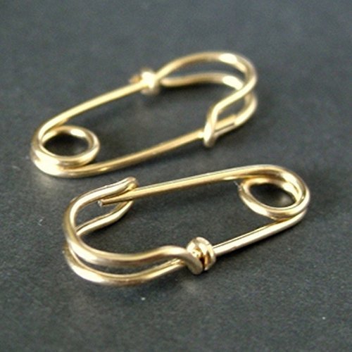 Solid 14k gold MINI Safety Pin earrings - simple everyday hoop earrings