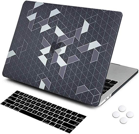 DQQH MacBook Pro 13 inch case,Plastic case & Keyboard Cover,Only Compatible MacBook Newest Pro 13 inch case 2018 2017 2016 (MacBook Newest Pro 13" A1706/A1989/A1708/A2159, Simple Geometry)