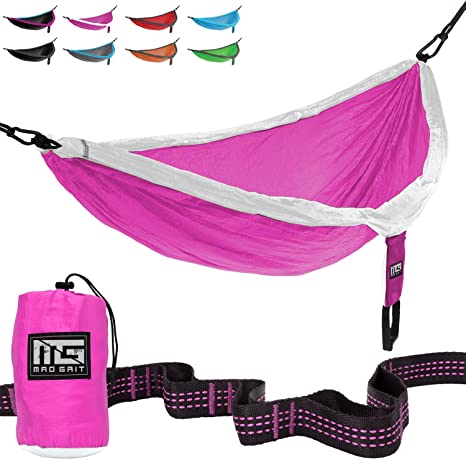 Mad Grit Insane Deal! Double Parachute Camping Hammock with Straps & Carabiners