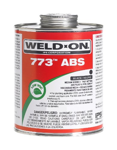 Weld-On 10245 Black 773 Medium-Bodied ABS Professional Plumbing-Grade Cement, Fast-Setting, Low-VOC, 1/2 pint Can with Applicator Cap