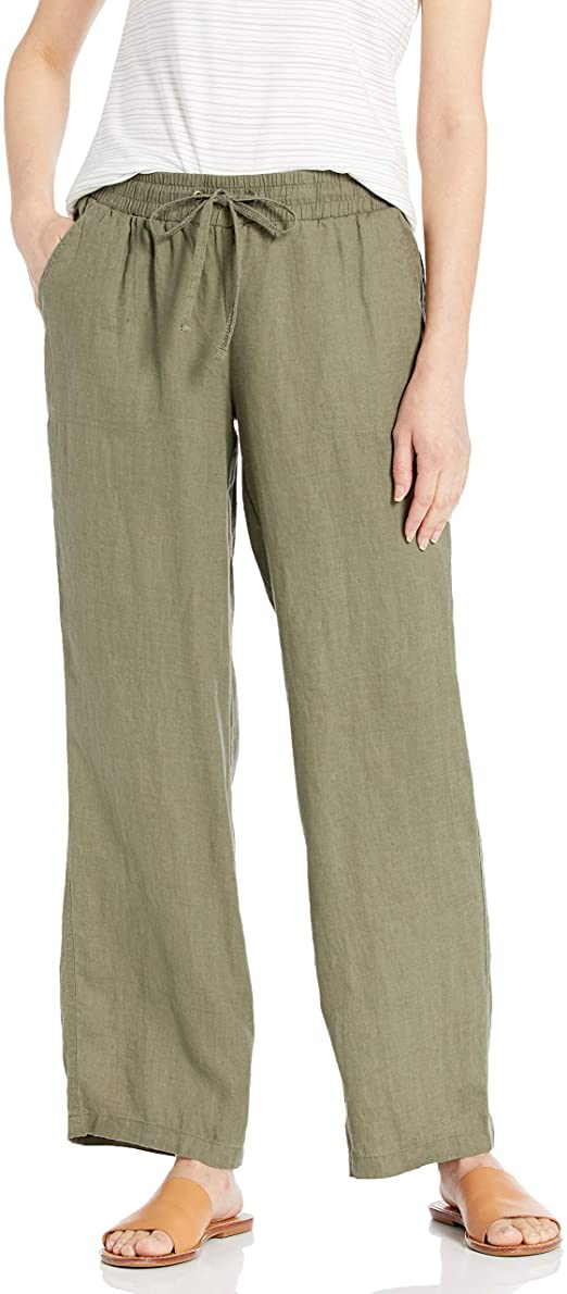 Amazon Essentials Women's Drawstring Linen Wide Leg Pant