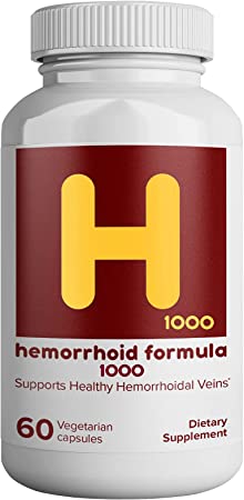 H Formula 1000 Blend of Horse Chestnut and Micronized Diosmin-1 Month Supply- Helps Vein Function in Patients with Hemorrhoids,Bleeding,Itching,Burning,& Pain (Hemorrhoid Formula 1000 Extra Strength)