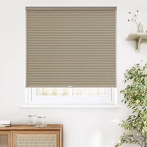 LazBlinds Cordless Cellular Shades, Blackout Privacy Light Blocking Honeycomb Shade Pleated Blinds for Windows Size 46'' W x 48'' H, Taupe