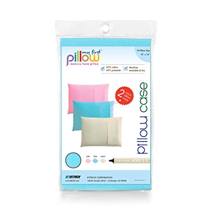 My First Mattress Pillow Set of Two Toddler Pillow Cases, Soft Blue