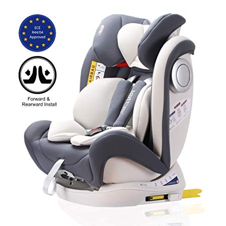 LETTAS Convertiblle 0 1/2/3 PLUS Group (0-36 kg/ 0-12 Year) Combination Baby Car Seat Reclining ISOFIX (Grey2)