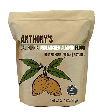 Anthony's Almond Meal/Flour, Natural Unblanched by Anthony's (5lb), Batch Tested Gluten Free