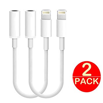 iPhone Headphone Adapter, Compatible with iPhone 7/7Plus /8/8Plus /X/Xs/Xs Max/XR Adapter Headphone Jack, 3.5 mm Headphone Adapter Jack Compatible with iOS 11/12 (2 Pack)