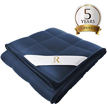 Royal Therapy Weighted Blanket Adult & Kids Bed (15lb, 60x80', Queen Size Comfort) 100% Calming Cotton Blanket with Glass  Beads