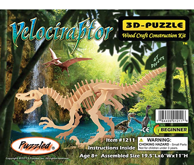 Puzzled 1211 Velociraptor Dinosaur 3D Woodcraft Construction Kit