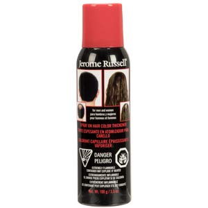 Jerome Russell Spray-on Color Black Hair Thickener, For Fine and Thinning Hair, Conceals Bald Spots, Grey Hair, Hides Root Re-growth, and Cover Hair Extension Tracks, Works for Men and Women, 3.5 oz (103ml)