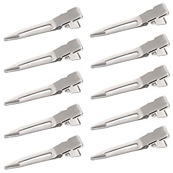 HH&LL 1.75 Inches Hair Clips Single Prong Alligator Hair Clips Silver Duckbill Clips, Metal Styling Clips Pins for Sectioning and Curling by Hairdresser or Home DIY(70Pack)