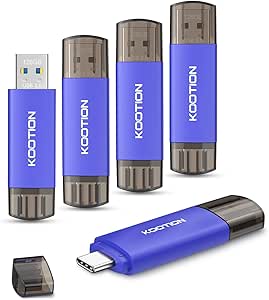 128GB USB C Flash Drive 5-Pack, KOOTION 2-in-1 Type-C Flash Drive USB-A&USB-C 3.0 Dual Drive OTG, Thumb Drive Memory Stick for Android Smartphone/Tablet/PC