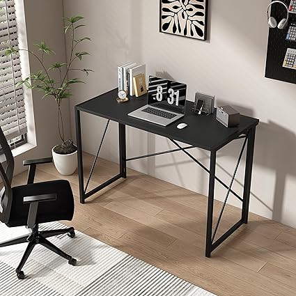 mcc direct Folding Desk Workstation Foldable Computer Desk for Office Home Study Writing Table No Assembly Miami (Black, 100cm)