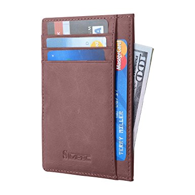 Simpac Slim Wallet RFID Front Pocket Wallet Minimalist Mens Womens Credit Card Holder Genuine Leather