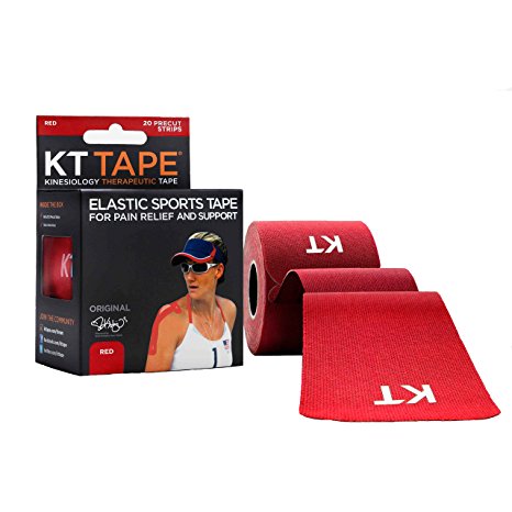 KT TAPE Original Cotton Elastic Kinesiology Therapeutic Sports Tape, 20 Precut 10 Inch Strips, Breathable, Free Videos, Pro & Olympic Choice, Red