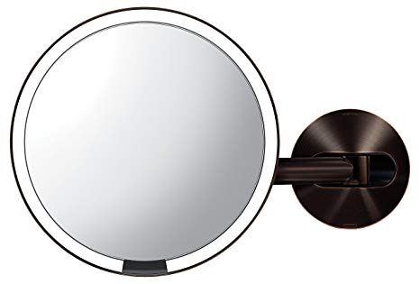 simplehuman Wall Mount Sensor Makeup Mirror, Dark Bronze Steel