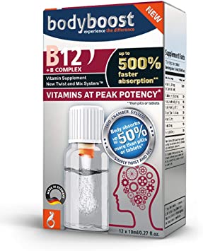 BodyBoost Vitamin B   B Complex Vials, with 8 B Vitamins, Wild Berry, 12 Count