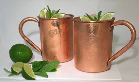 23oz. Jumbo Moscow Mule Copper Mugs - Set of 2 - 100% Solid Copper - Keskov Authentic - Large Handcrafted -No Rivets- Vodka or Tequila - No Inner Lining - Ayurvedic Health Benefits