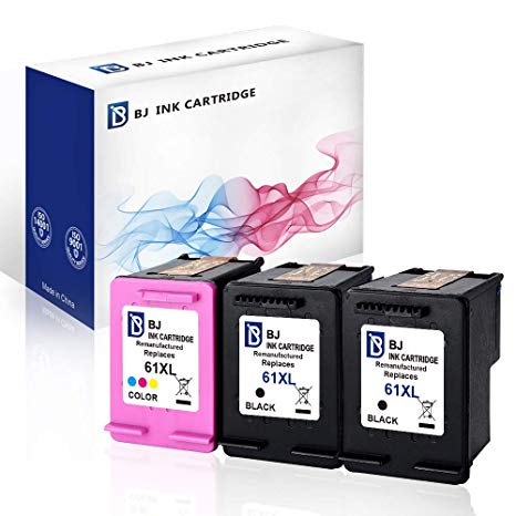 BJ Remanufactured Ink Cartridge Replacement for HP 61 XL High Yield for HP Envy 4500 5530 5534 5535 OfficeJet 4635 4630 2620 DeskJet 1000 1056 1512 2514 2540 2544 3000 (2 Black 1 Color)