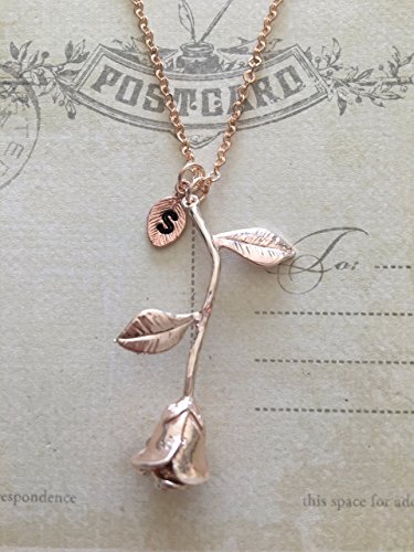 Beauty and the Beast Rose Necklace, Rose Gold Rose Necklace, Rose Pendant