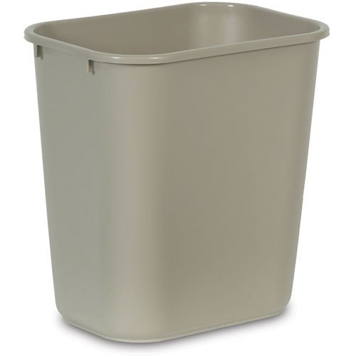 Rubbermaid Commercial FG295200BEIG Deskside Plastic Wastebasket Rectangular 2-gallon