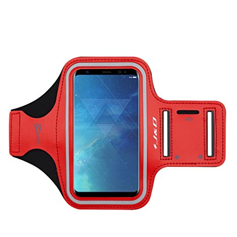 Galaxy S8 Plus Armband, J&D Sports Armband for Samsung Galaxy S8 Plus, Key holder Slot, [Easy Fitting] Earphone Connection while Workout Running - Red